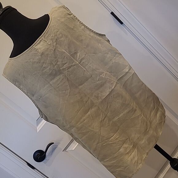 AJ Andrea Javine sz XL 100% linen tunic top, light moss green - Picture 4 of 9